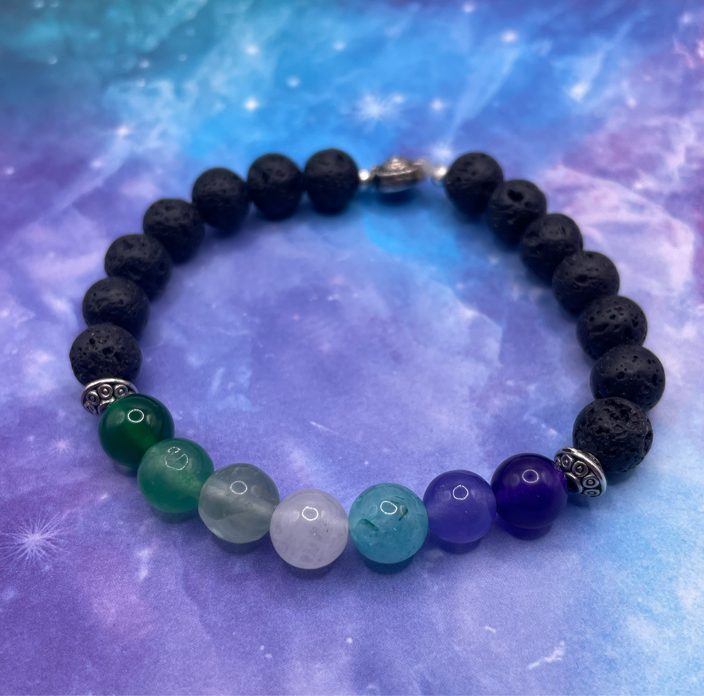 Pride Lava Stone Bead Stretchy Bracelet