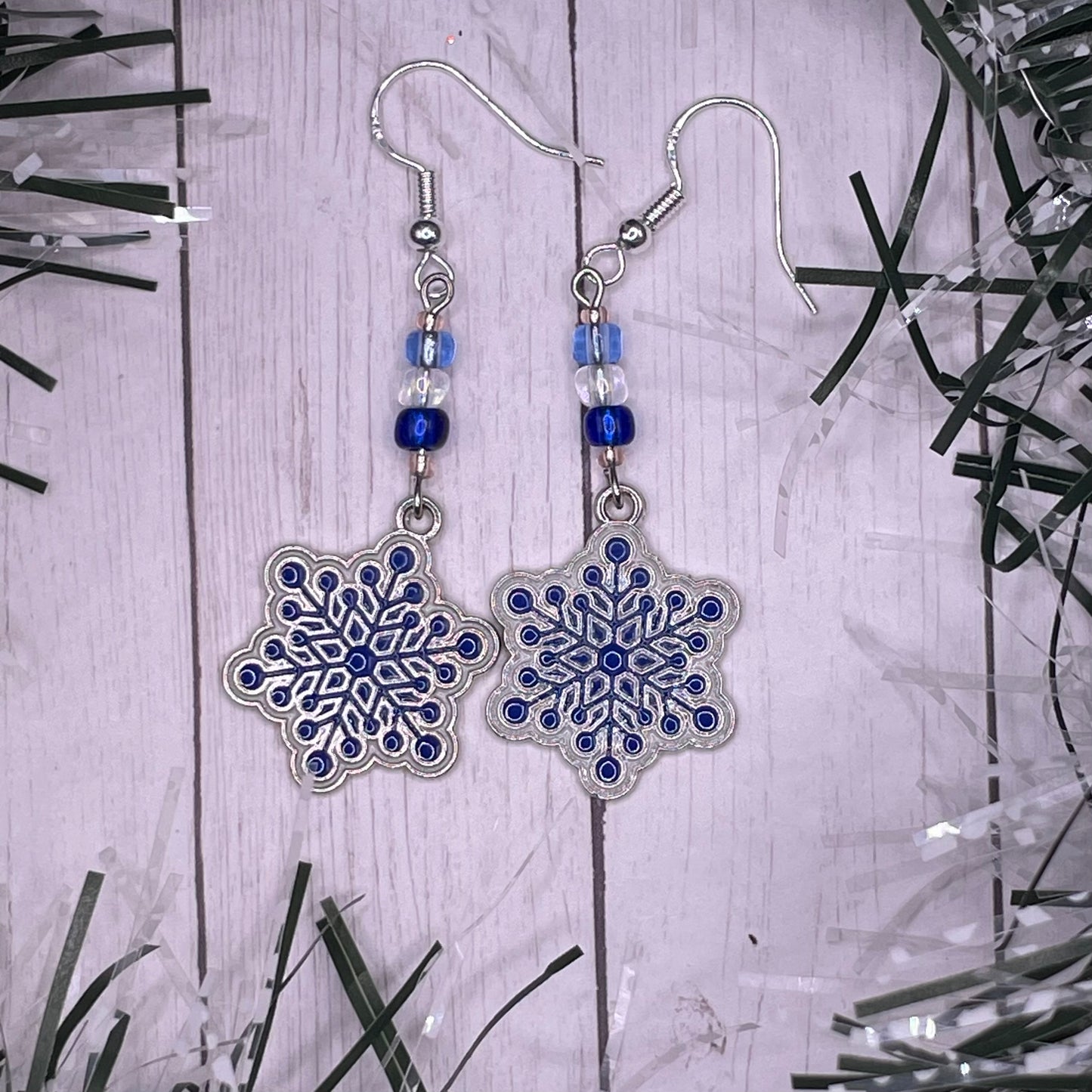 Silver Snowflake Charm Earrings