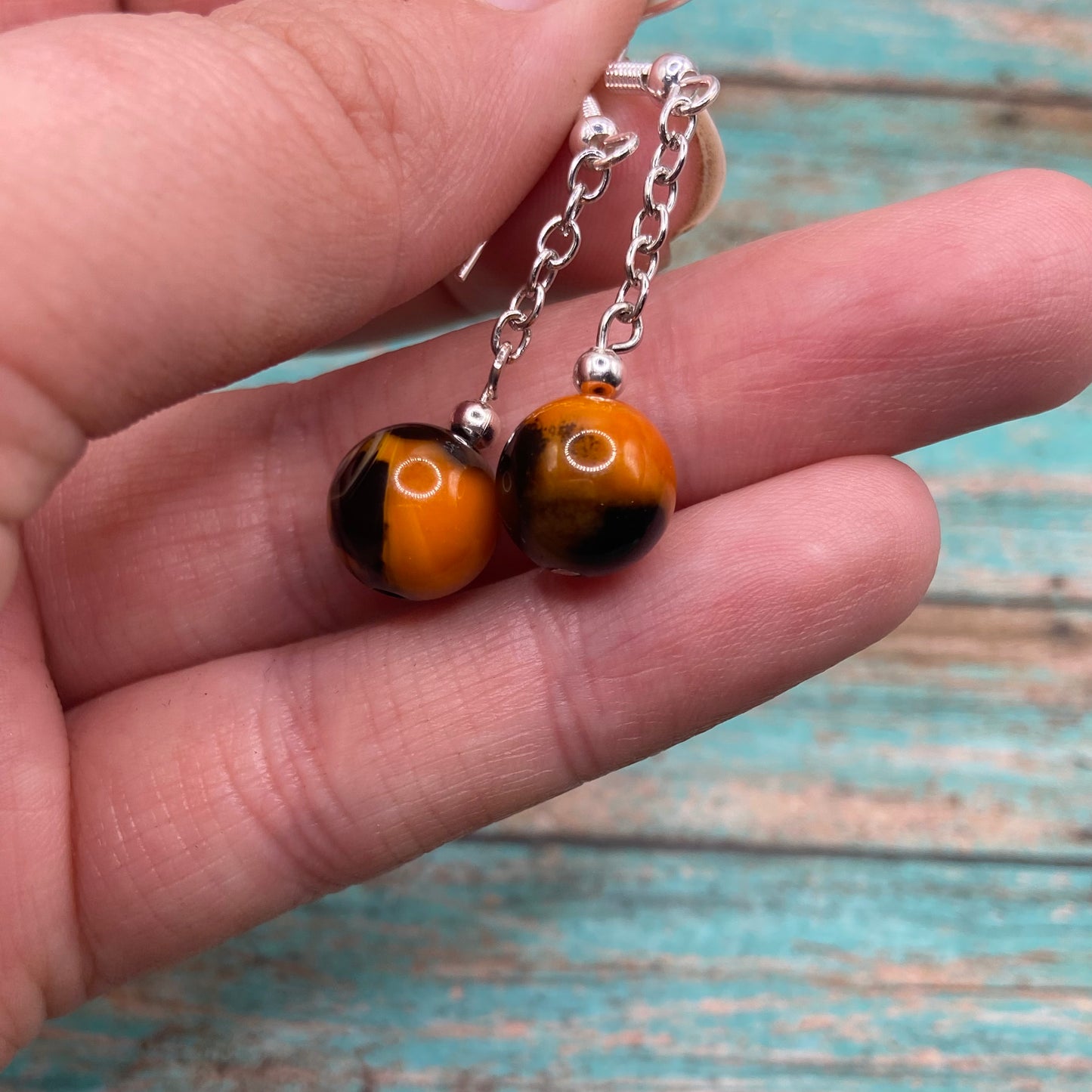 Bumblebee Agate Dangle Earrings