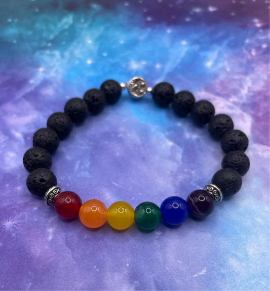 Pride Lava Stone Bead Stretchy Bracelet