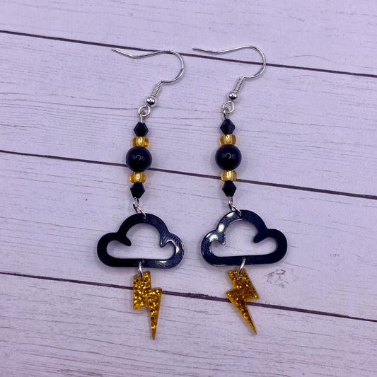 Black Lightning Cloud Earrings