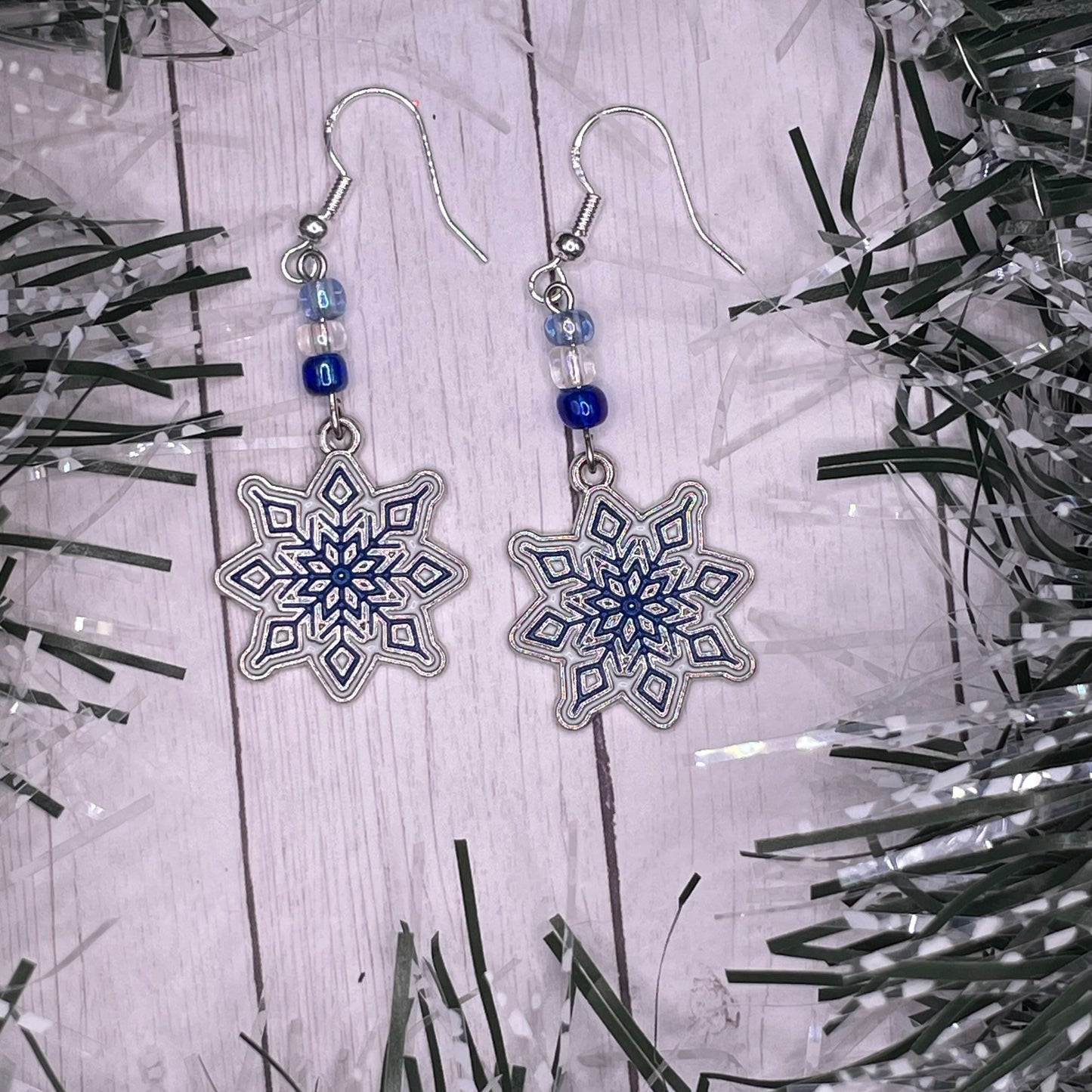 Silver Snowflake Charm Earrings