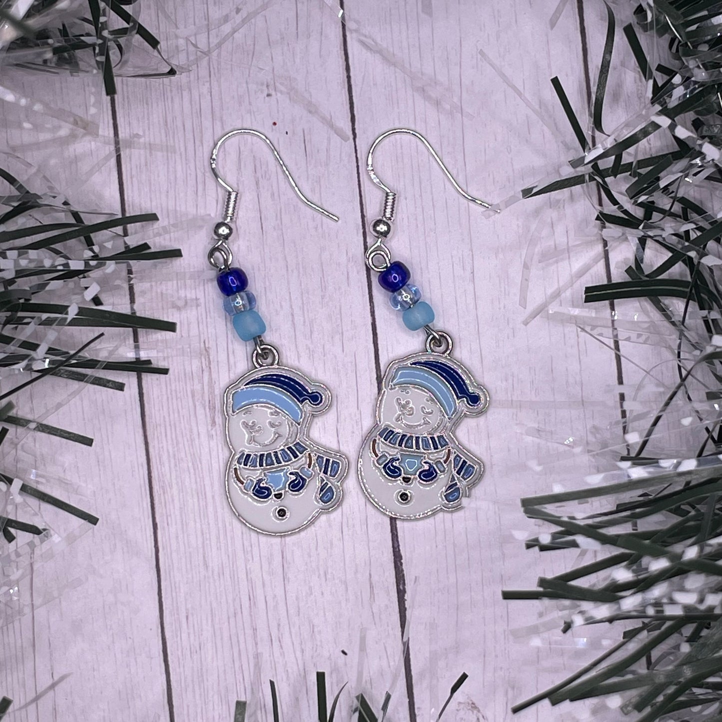 Silver Snowman Charm Earrings