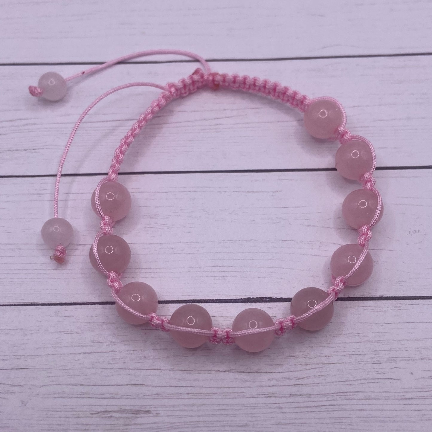 Rose Quartz Adjustable Macrame Bracelet