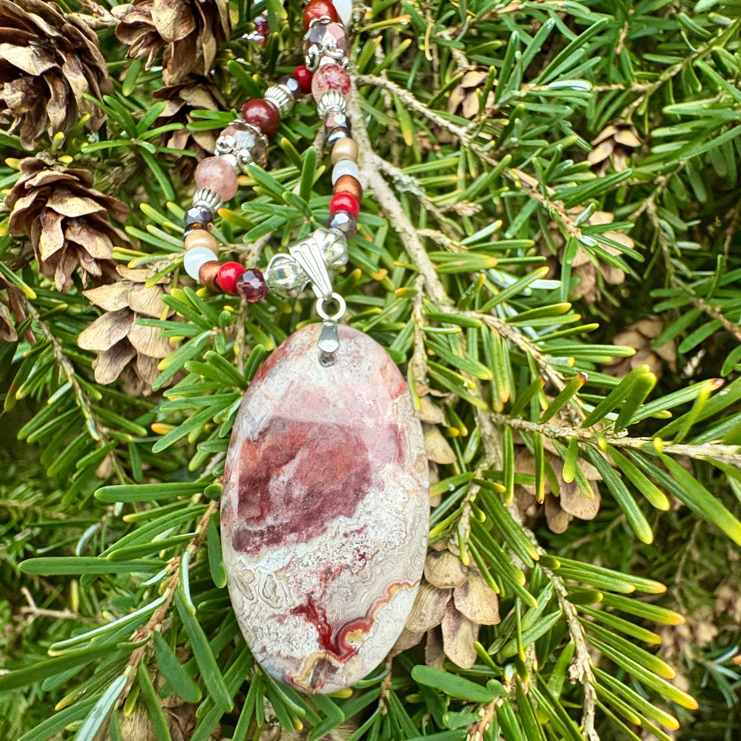Crazy Lace Agate Beaded Necklace