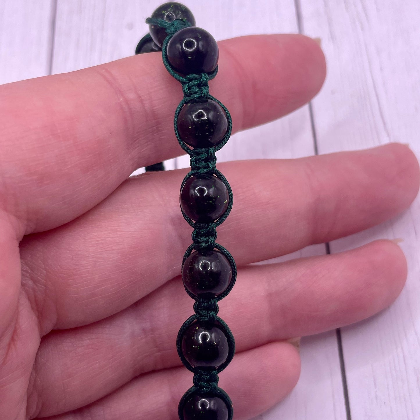 Green Goldstone Adjustable Macrame Bracelet