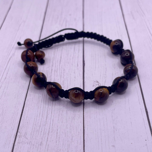 Tigers Eye Adjustable Macrame Bracelet