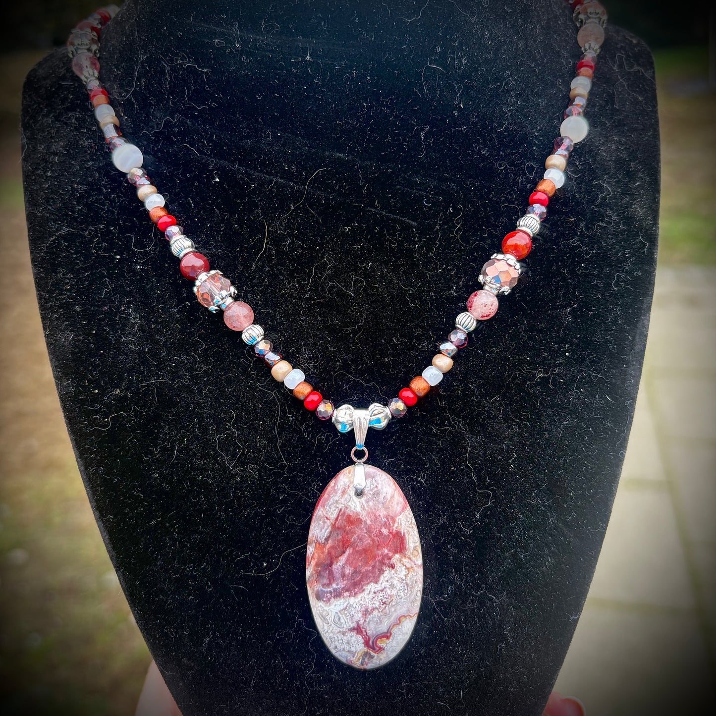 Crazy Lace Agate Beaded Necklace