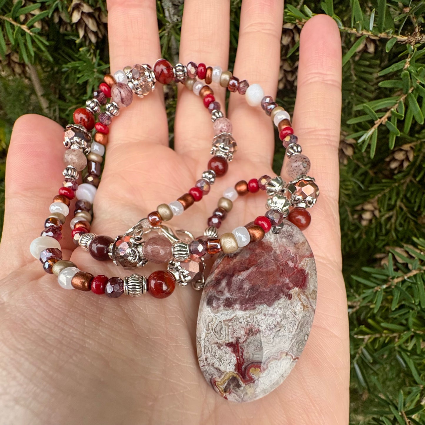 Crazy Lace Agate Beaded Necklace