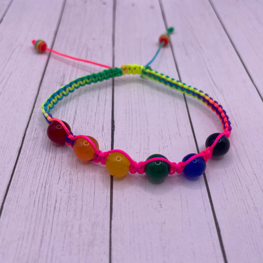 Rainbow Pride Macrame Bracelet