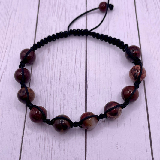 Brecciated Jasper Adjustable Macrame Bracelet