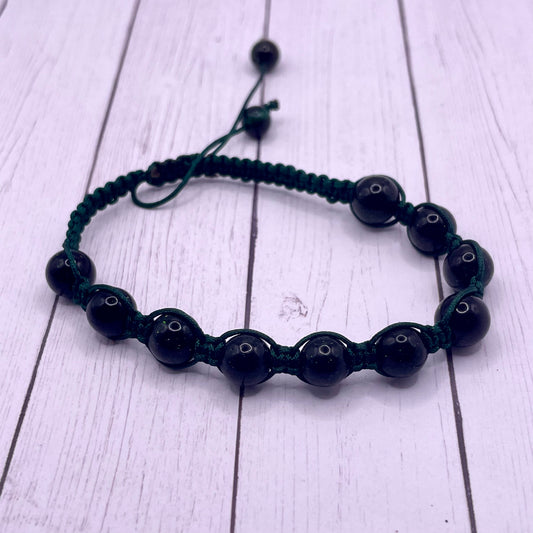 Green Goldstone Adjustable Macrame Bracelet