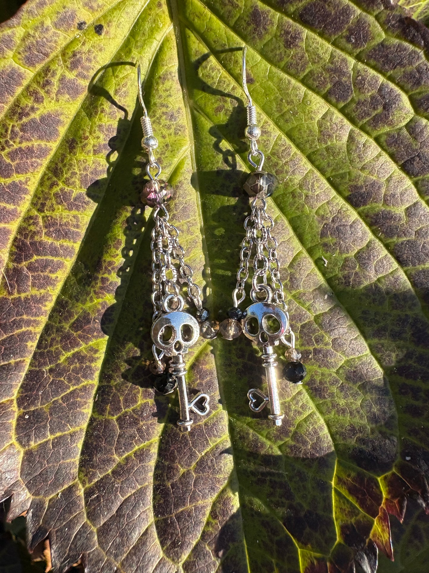 Skeleton Key Chain Earrings