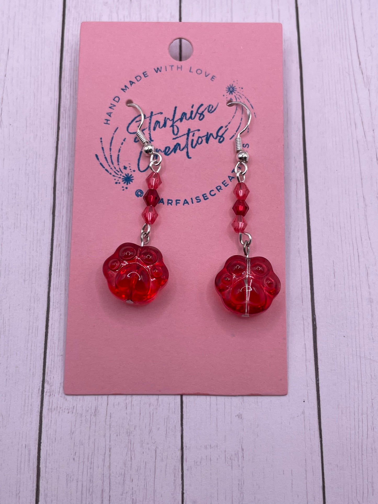 Glass Pawprint Earrings