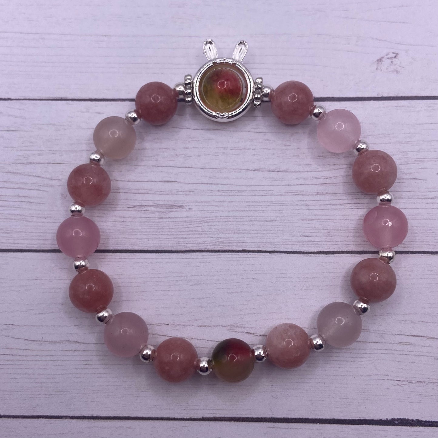 Sunstone & Chalcedony Bunny Stretch Bracelet