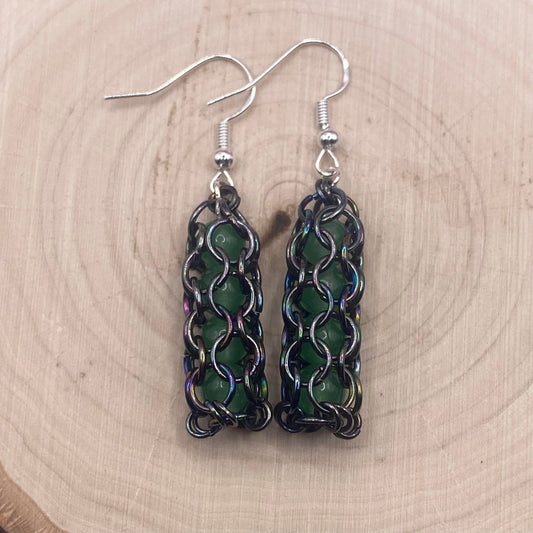 Green Aventurine Captured Chainmaille Bead Jewelry