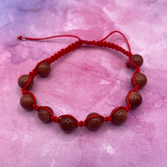 Orange Goldstone Adjustable Macrame Bracelet