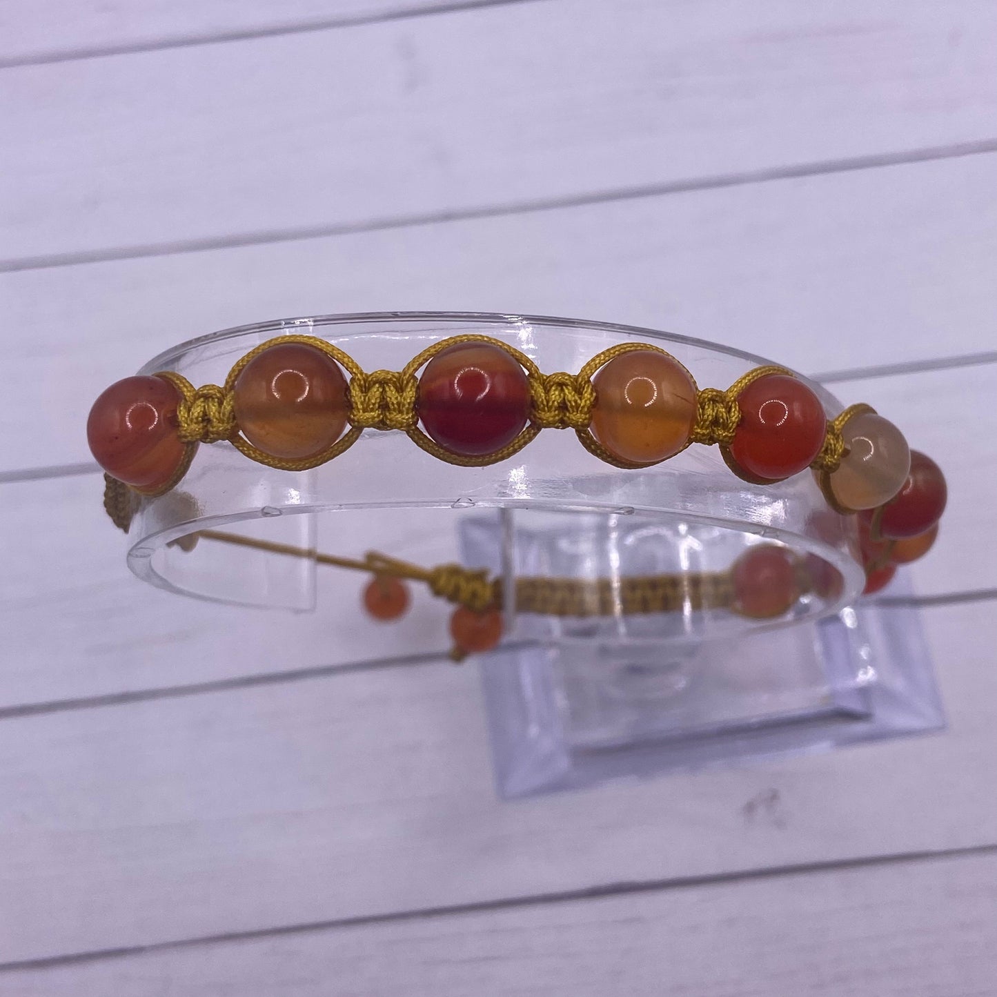 Carnelian Agate Adjustable Macrame Bracelet