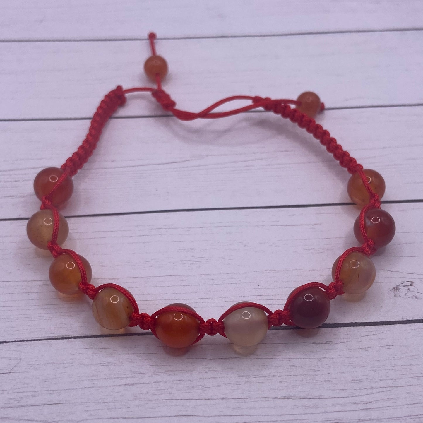 Carnelian Agate Adjustable Macrame Bracelet