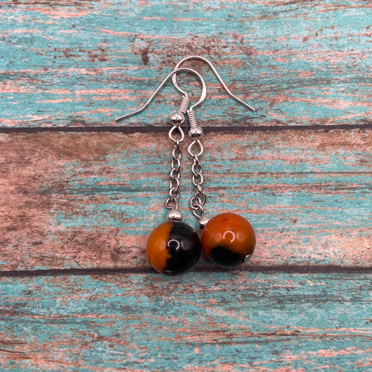 Bumblebee Agate Dangle Earrings