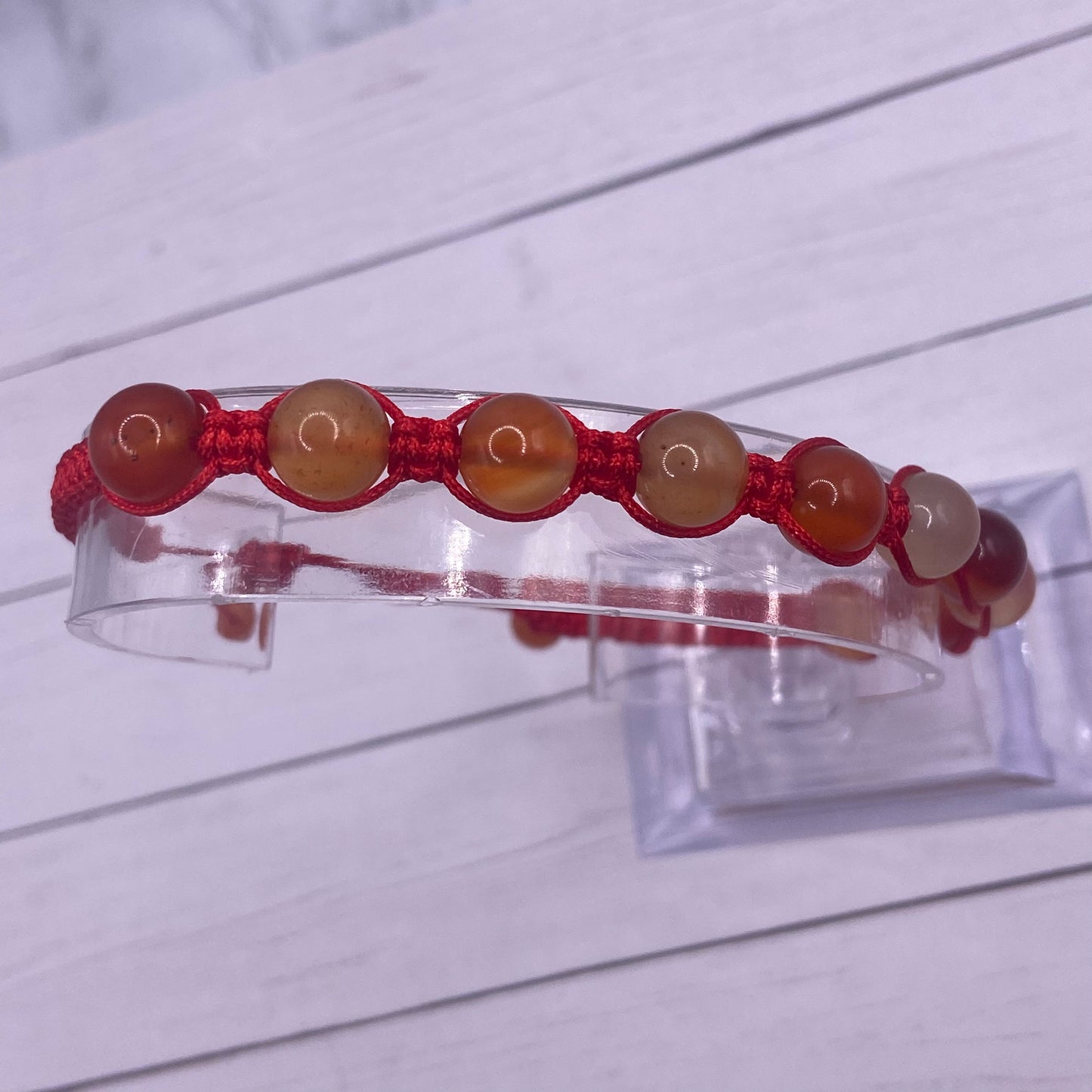 Carnelian Agate Adjustable Macrame Bracelet