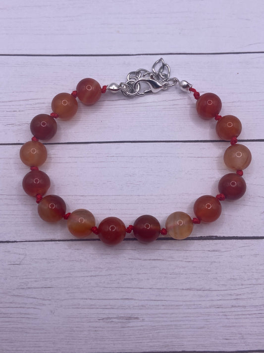 Carnelian Knotted Cord Bracelet