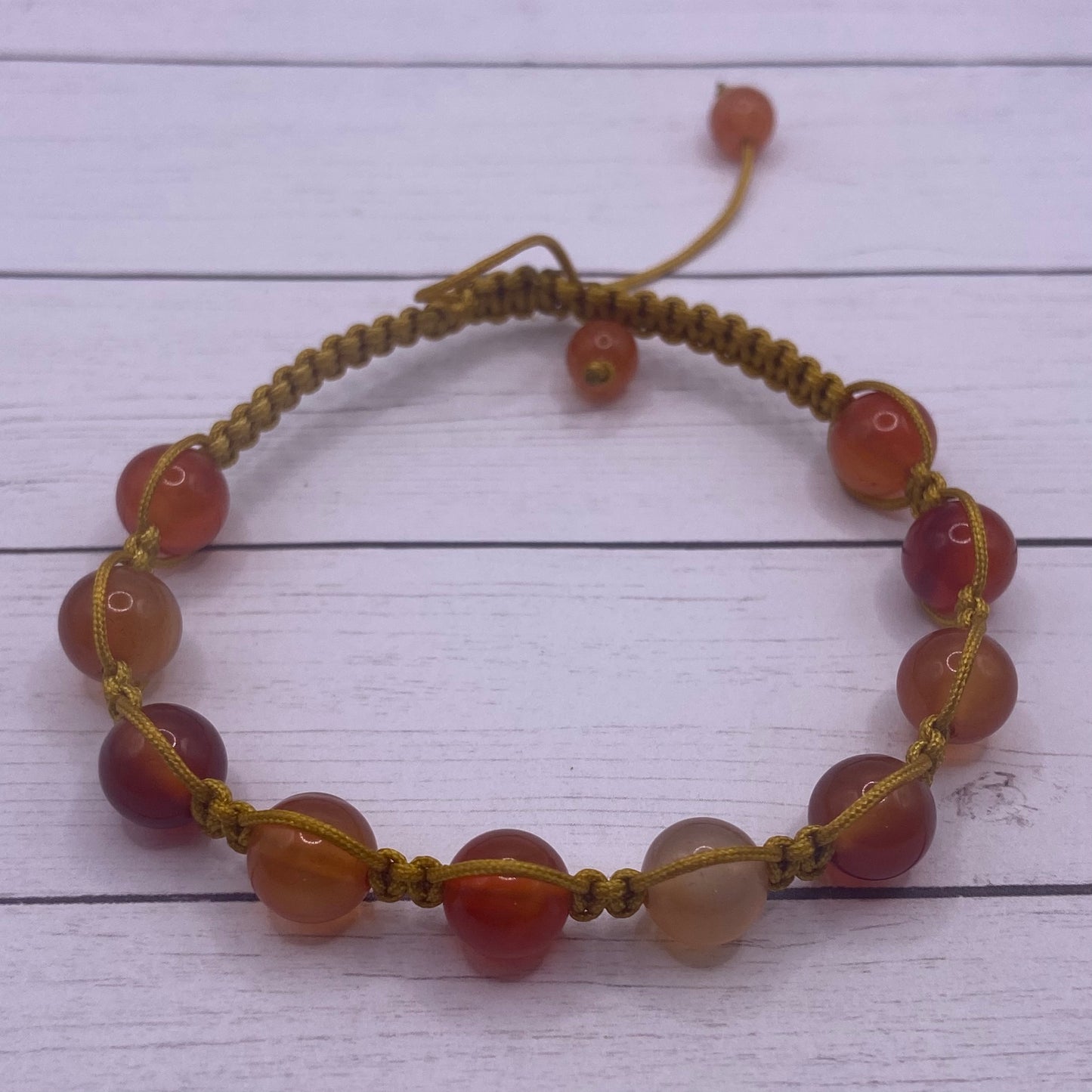 Carnelian Agate Adjustable Macrame Bracelet